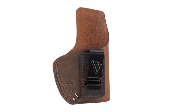 Versacarry Element IWB Holster Size 365 in Distressed Brown Leather with easy on and off clip